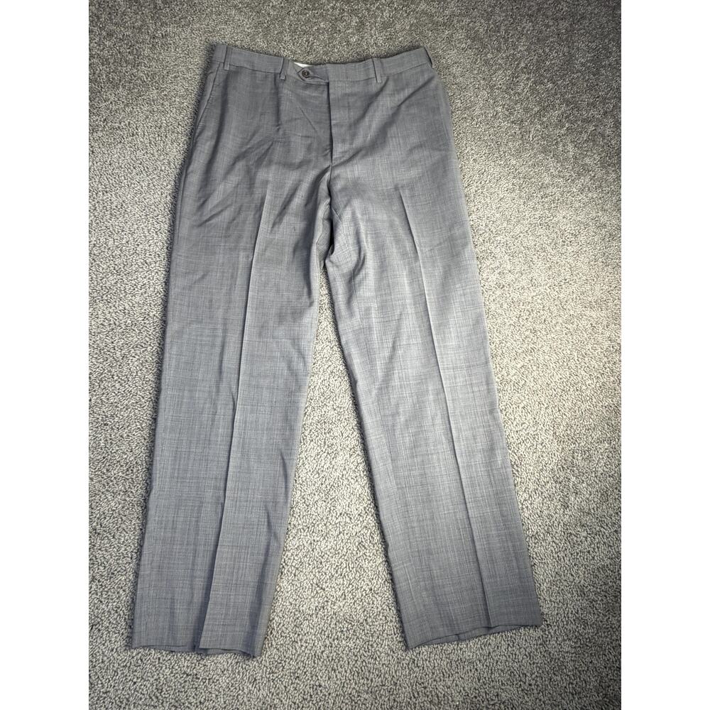 Canali Pants Mens 36x31 Gray Dress Pants Wool Check Flat Front Pockets